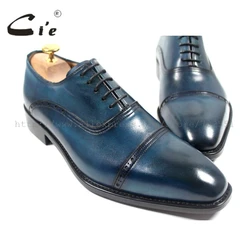 cie Free shipping bespoke custom handmade genuine calf leather upper outsole men's oxford shoe color navy OX179 adhesive craft