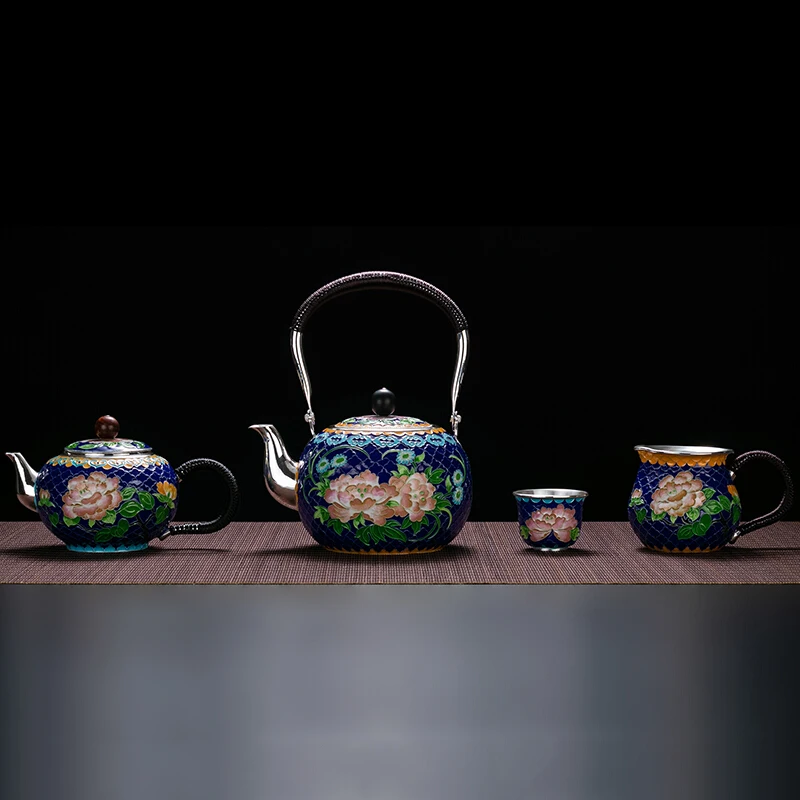 High grade 999Silver Products Cloisonne  Hand made Tasting cup Kung Fu Teacup gift for family and friends kitchen office tea set