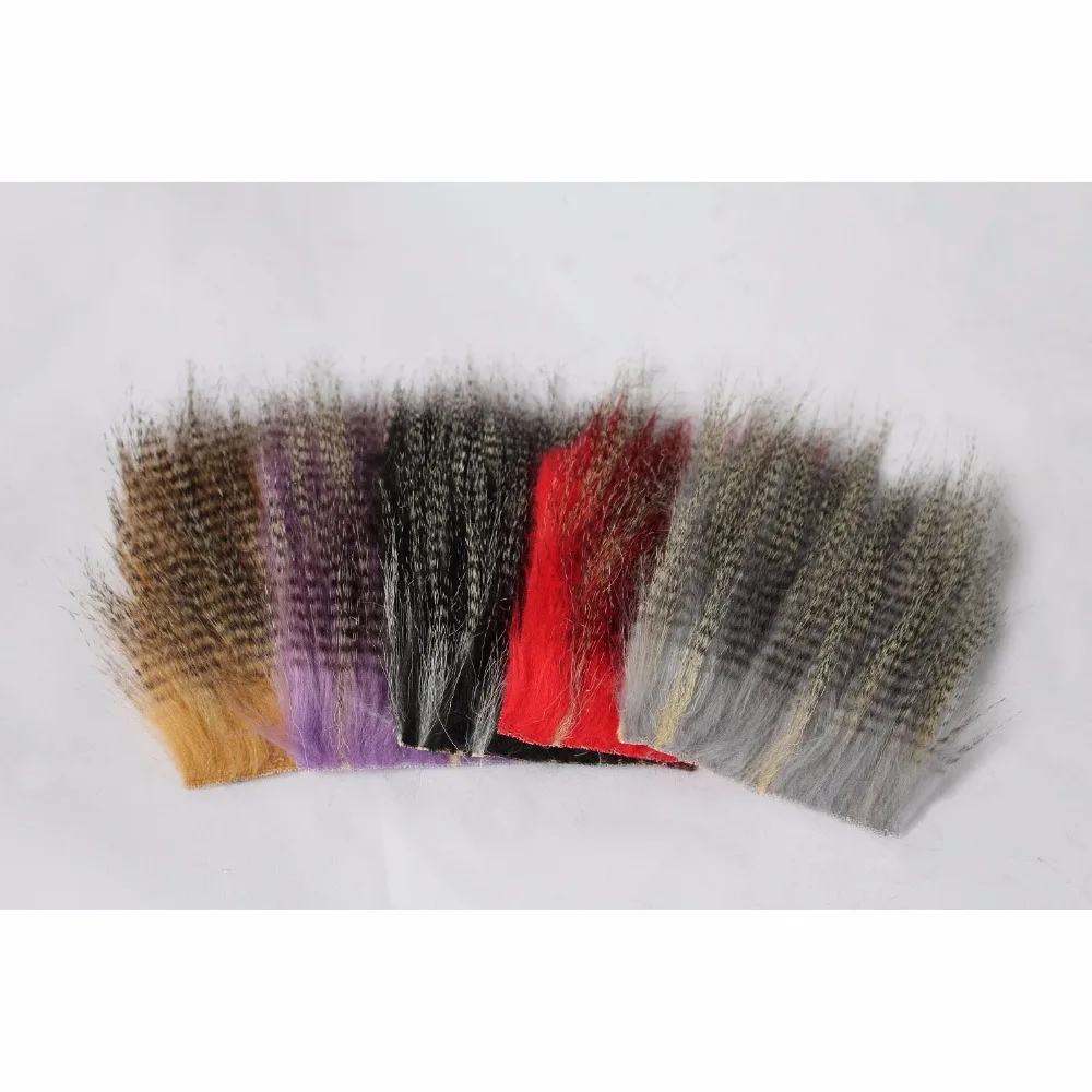 

Tigofly 5 pcs/lot 8cmX8cm Furabou Craft Fur 5 Barred Colors Synthetic Fiber Streamer Tail Wing Fly Fishing Tying Materials