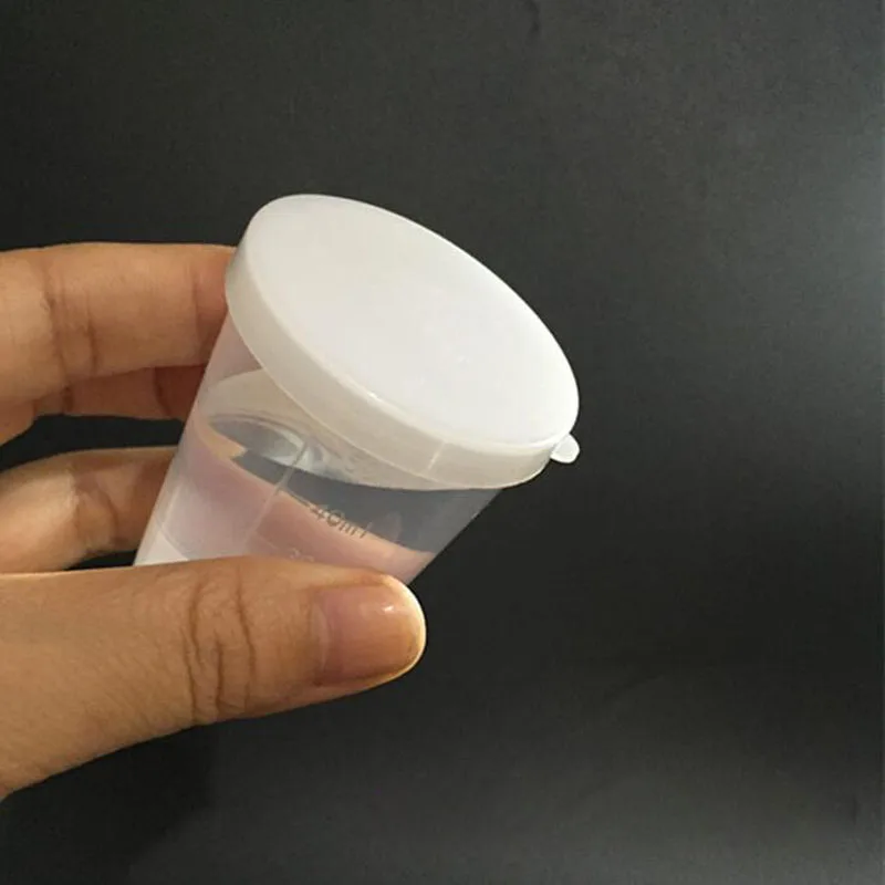 200pcs 50ML Graduated Beaker Clear Plastic Measuring Cup With Cap For Kitchen Office School Laboratory Supplies ZA6384