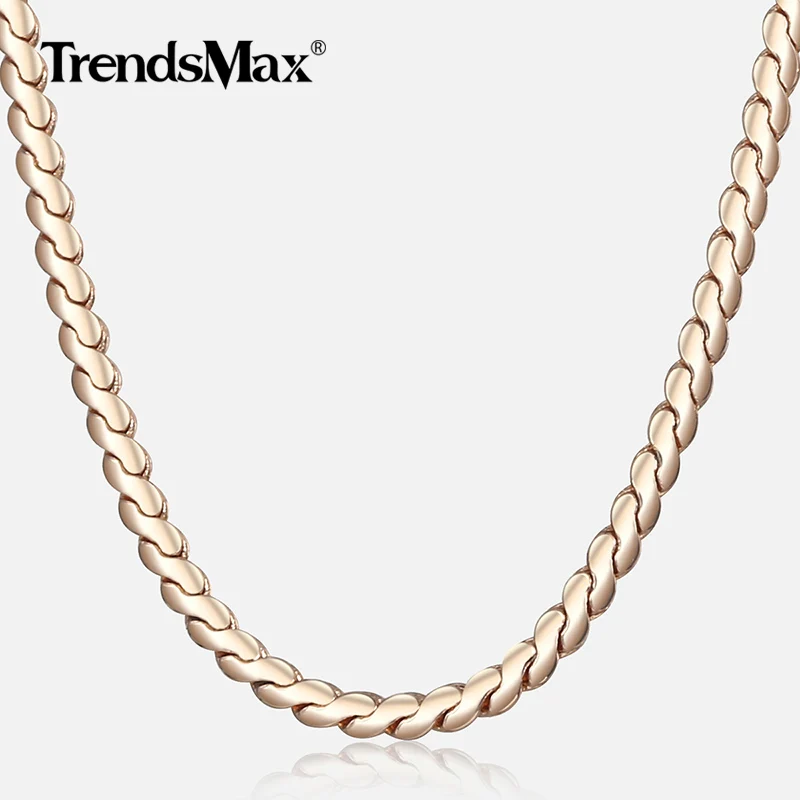 585 Rose Gold Color Necklace Serpentine Link Herringbone Chain Necklace For Women Jewelry Fashion Gifts Drposhipping 2mm CN16