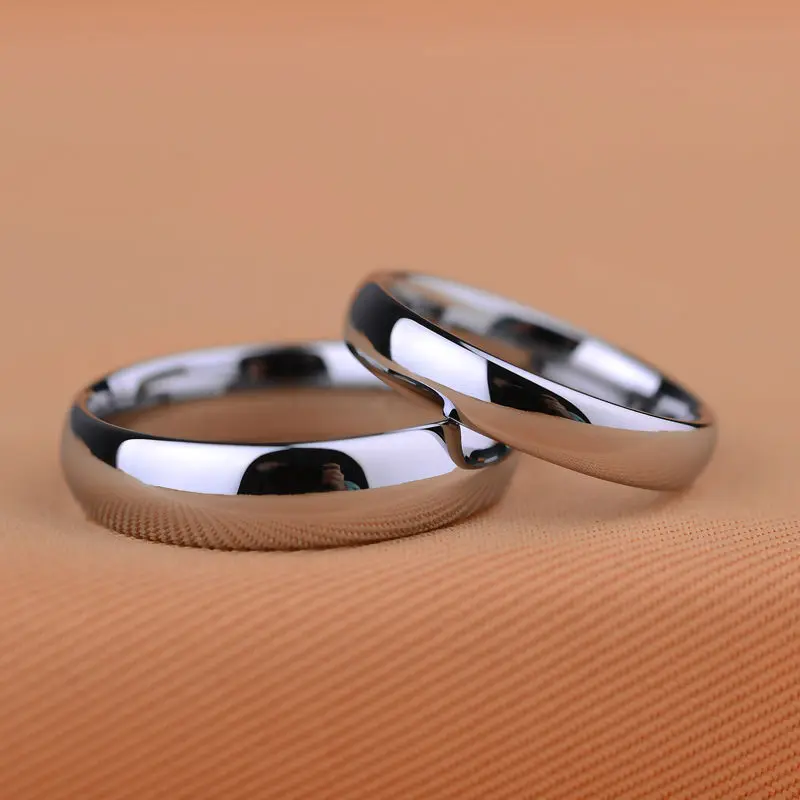 Classic High Polished White Tungsten Wedding Rings for Couples 4mm/6mm Width Dome Band Comfort Fit Band 4-12 Free Shipping