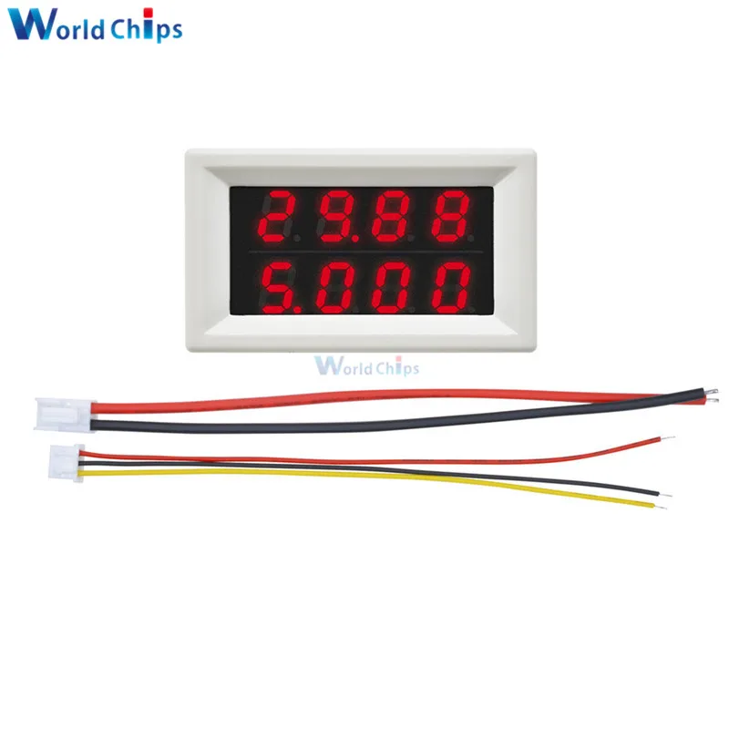 Red Blue 4bit Dual LED Display DC100V/200V 10A Digital Voltmeter Ammeter High Precision Voltage Meter Current Meter with 5 Wires