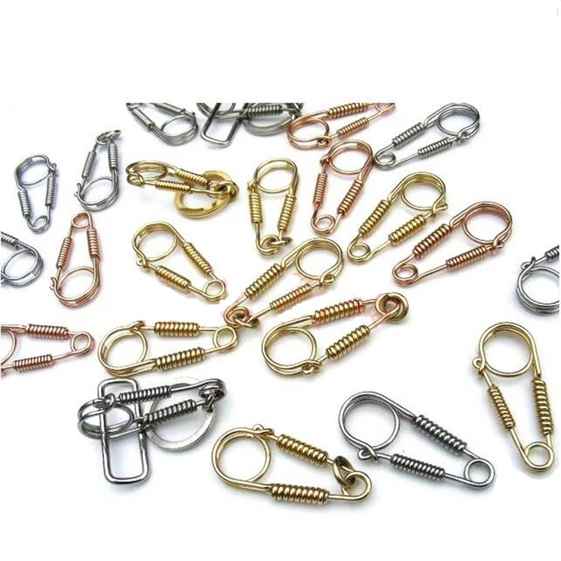 Multi-Function Creative Carabiner Stainless Steel Keychains Brass Wrapped Wire Car Buckle Waist Hanging Personality Handmade image 3