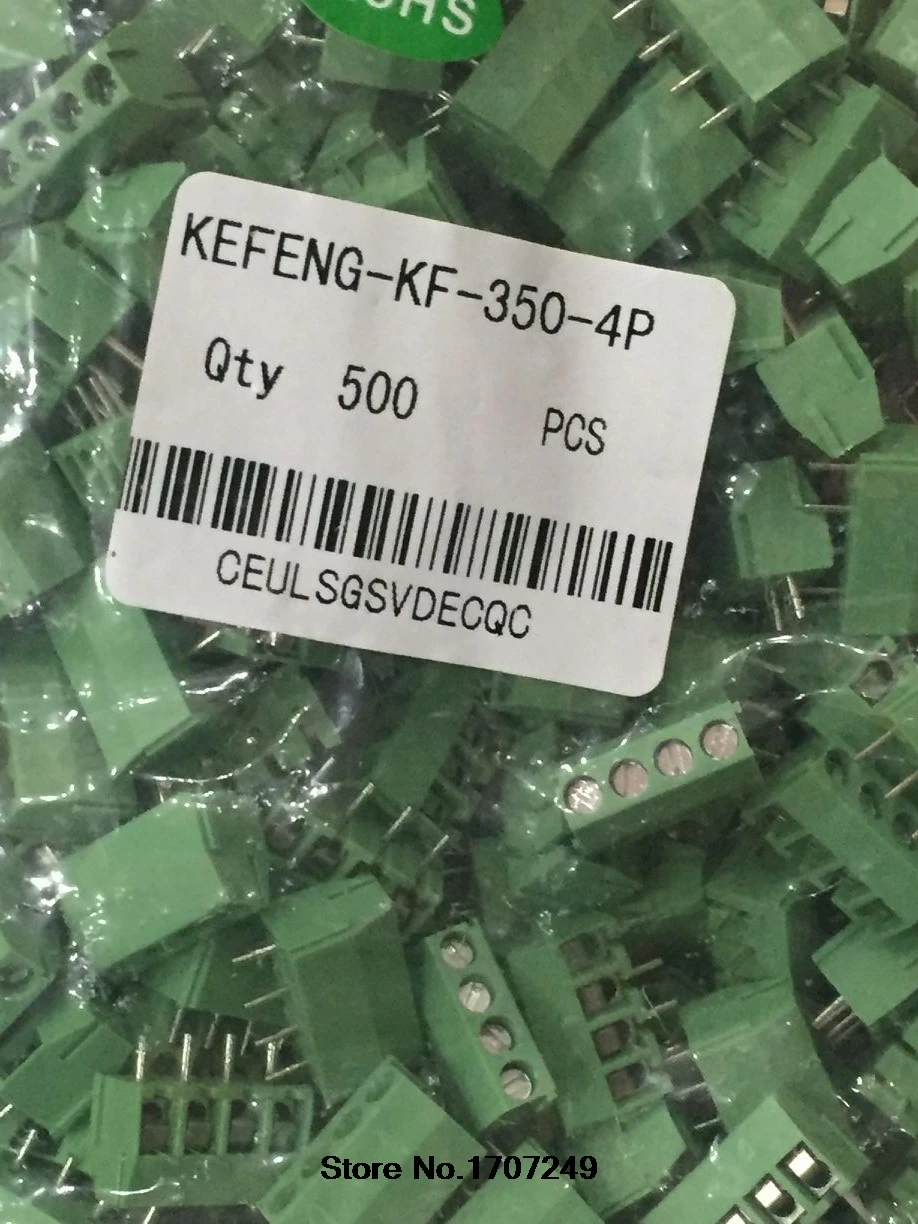 500pcs/lot KEFENG KF350-3.5-4P KF350-4P KF350 4Pin 3.5mm Straight Pin PCB Screw Terminal Block Connector (pitch: 3.5mm) ROHS