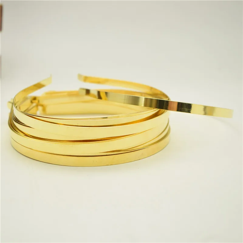 50pcs 7mm alice bands METAL HEADBAND Gold Color Plain Lady Hair Bands Headbands No Teeth DIY