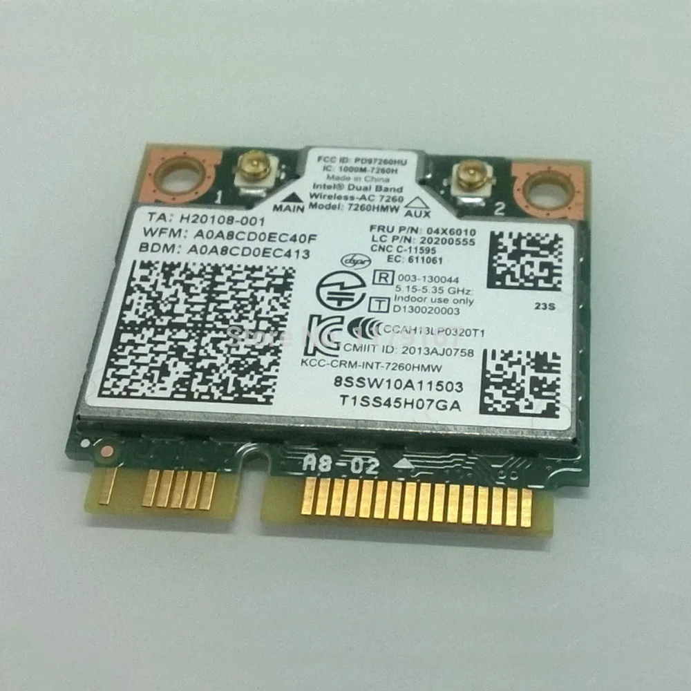 

Int Dual Band Wireless 7260AC 7260HMW 802.11b/g/n/AC & BT4.0 Card для Lenovo Thinkpad S540 E540 Series,FRU 04x6010 20200555