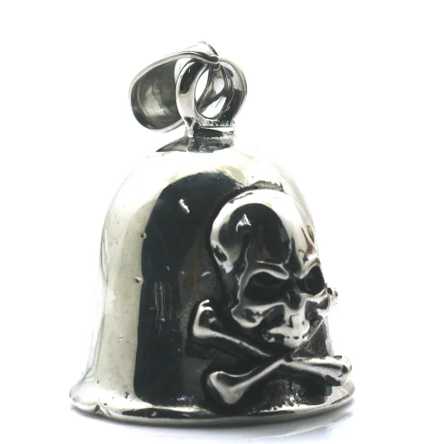 316L Stainless Polishing Skull Toxic Sign Cool Jingle Bell Pendant