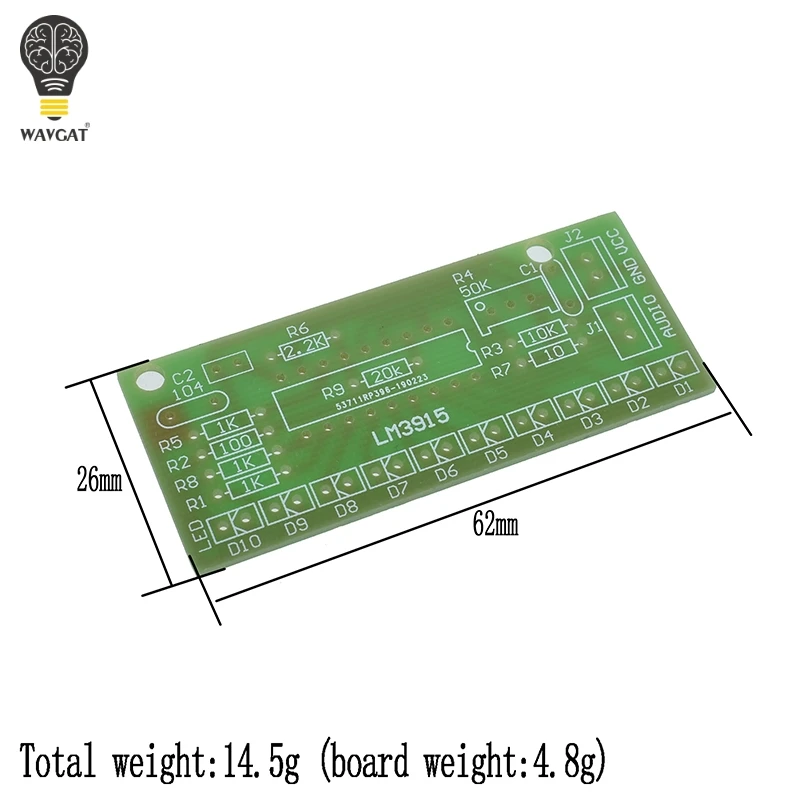 LM3915 DC 9V-12V 10 LED Sound Audio Spectrum Analyzer Level Indicator Kit DIY Electoronics Soldering Practice Set laboratory