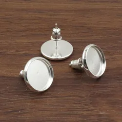 맞는 8mm 10mm 12mm 14mm 16mm 카보 숑 구리 실버 귀걸이 베젤 빈 링베이스 DIY 만들기 K05122