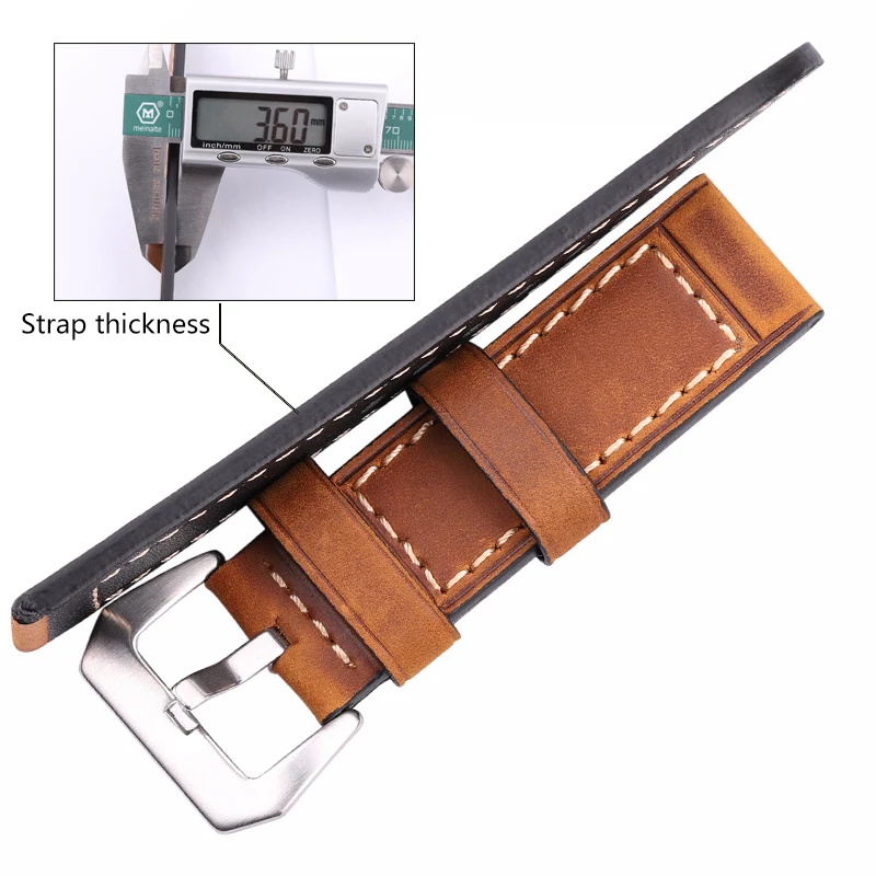 Handmade Retro Cowhide Leather Watch Band Strap 5 Colors Men Women Stainless Steel Buckle 22mm 24mm Watchbands