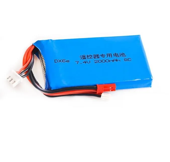 1pcs Lipo Battery 2S 7.4V 2000MAH 8C Lipo Battery For Spektrum DX6E DX6 Transmitter