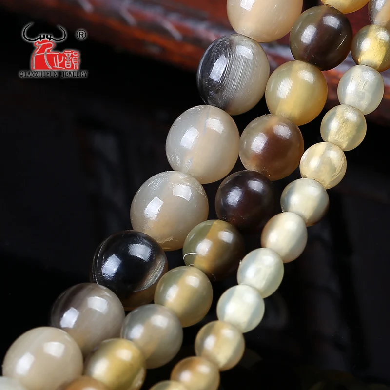 20PCS Tibetan style Natural yak horn prayer beads hand-chain necklace DIY beads for jewelry making 6mm 8mm 10mm hole 1.0mm