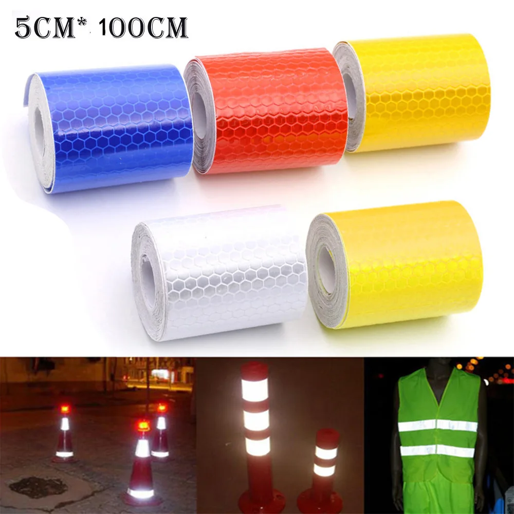 100x5cm Car Reflective Strip Stickers Road Warning Strip-style Decoration Film Safe Motorcycle Baby Car Reflect Road Safety Tape