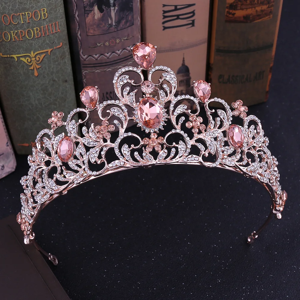 KMVEXO Red Green Crystal Wedding Crown Queen Tiara Bride Crown Headband Bridal Accessories Diadem Mariage Hair Jewelry Ornaments