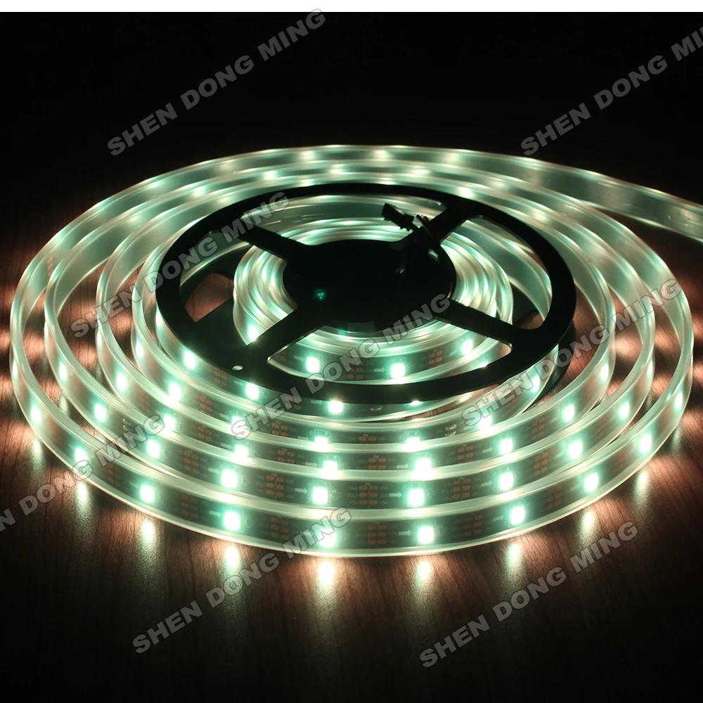 

15M Tube Waterproof IP67 DC5V white or Black PCB 30leds individually addressable RGB IC Built-in WS2812 led strip pixel