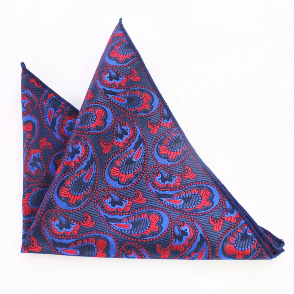 GUSLESON Men\'s Paisley Handkerchief Vintage Floral Pocket Square Business Chest Towel Plaid Hanky Gentlemen Suit Hankies