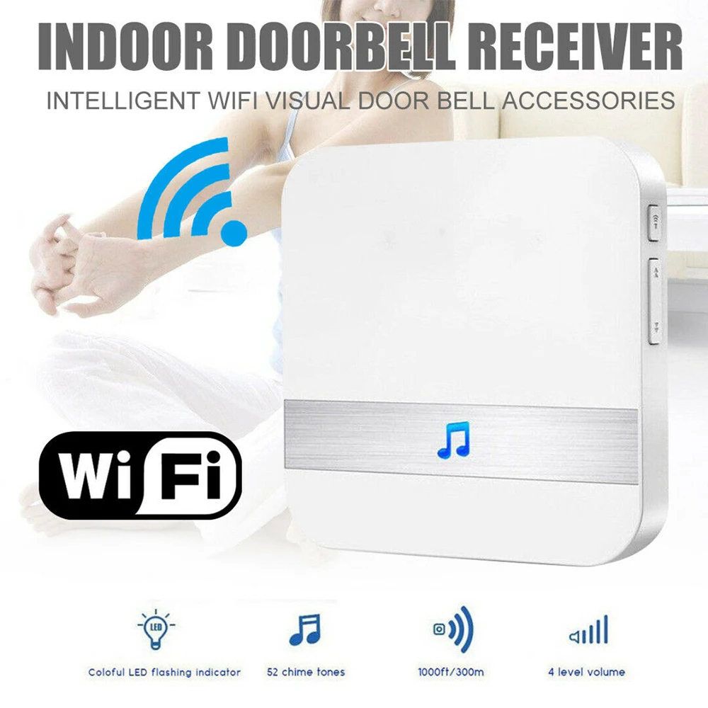 

New Smart Wireless WiFi Doorbell Chime Ding Dong Door Bell Receiver UK/EU/US Plug Home Security 100db 4 Levels Of Volume Control