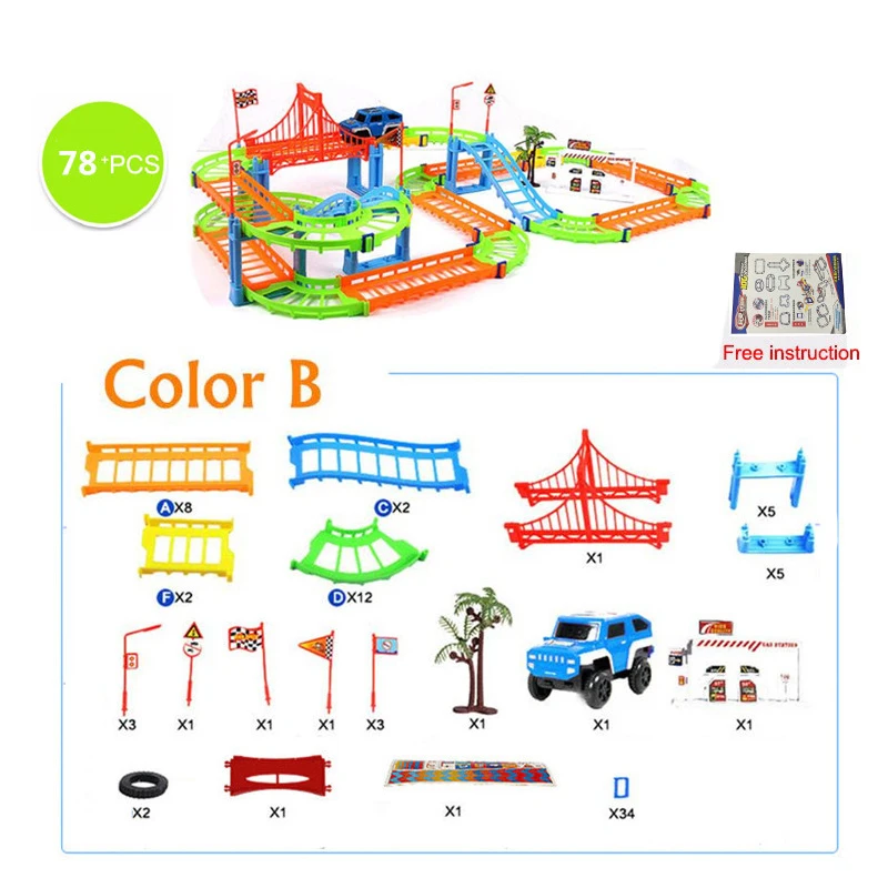 78-312PCS DIY Universal Accessories for Railway Magic Race Track Educational Rail Car Toy Racing Tracks Car Kids For Toys Gifts