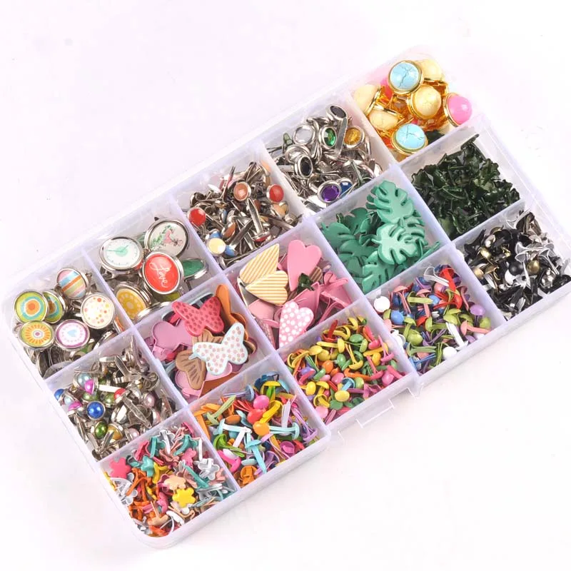 2019 new mixed Pattern Round Diy Brads Scrapbooking Embellishment Fastener Brad Metal Crafts Decoration 28 design pick cp2241