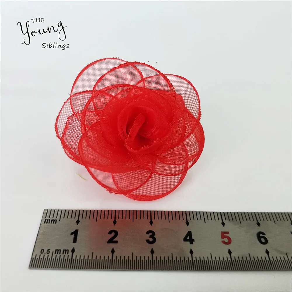 DIY Artificial Flowers Organza Flowers Heads Scrapbooking Romantic Rose Flowers For Wedding Home Decorative Clothing Accessory