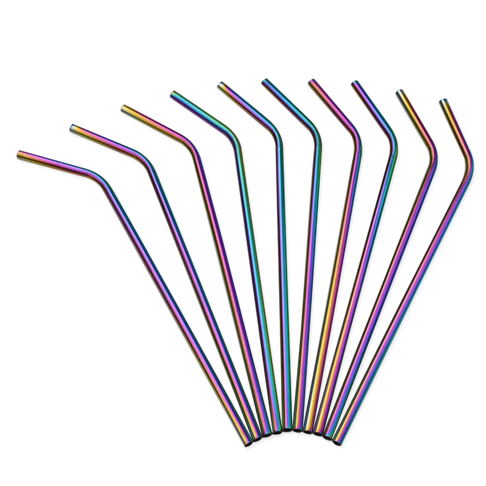 WOWSHINE factory new colorful stainless steel 304 drinking straw 10pcs/lot dishwashers safe multicolors rust free with 2 brushes