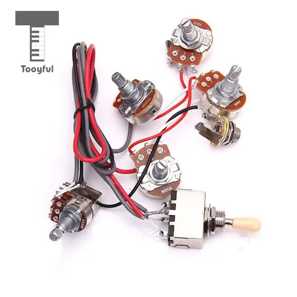 Tooyful High Quality 1Pc Electric Guitar Wiring Harness Kit 2V2T Pot Jack 3 Way Switch for Les Paul Electric LP Guitar Parts