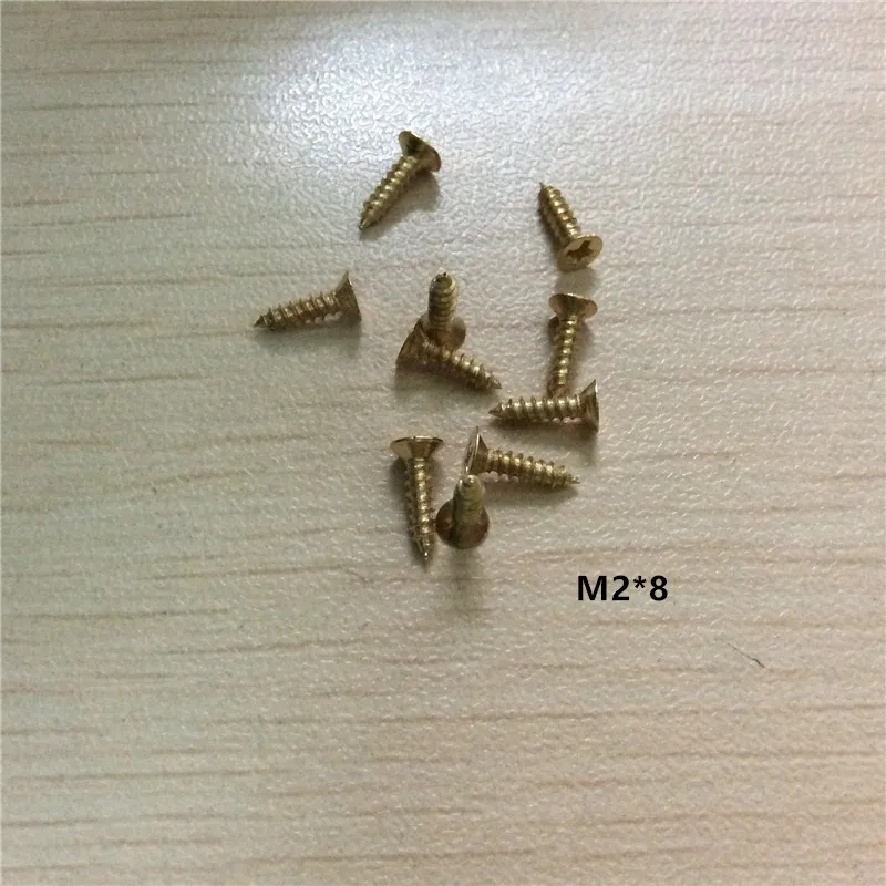 Fit Hinges Flat Round Head Phillips Self-Tapping Screws Fasteners M2*8mm,Yellow Color,200PCs