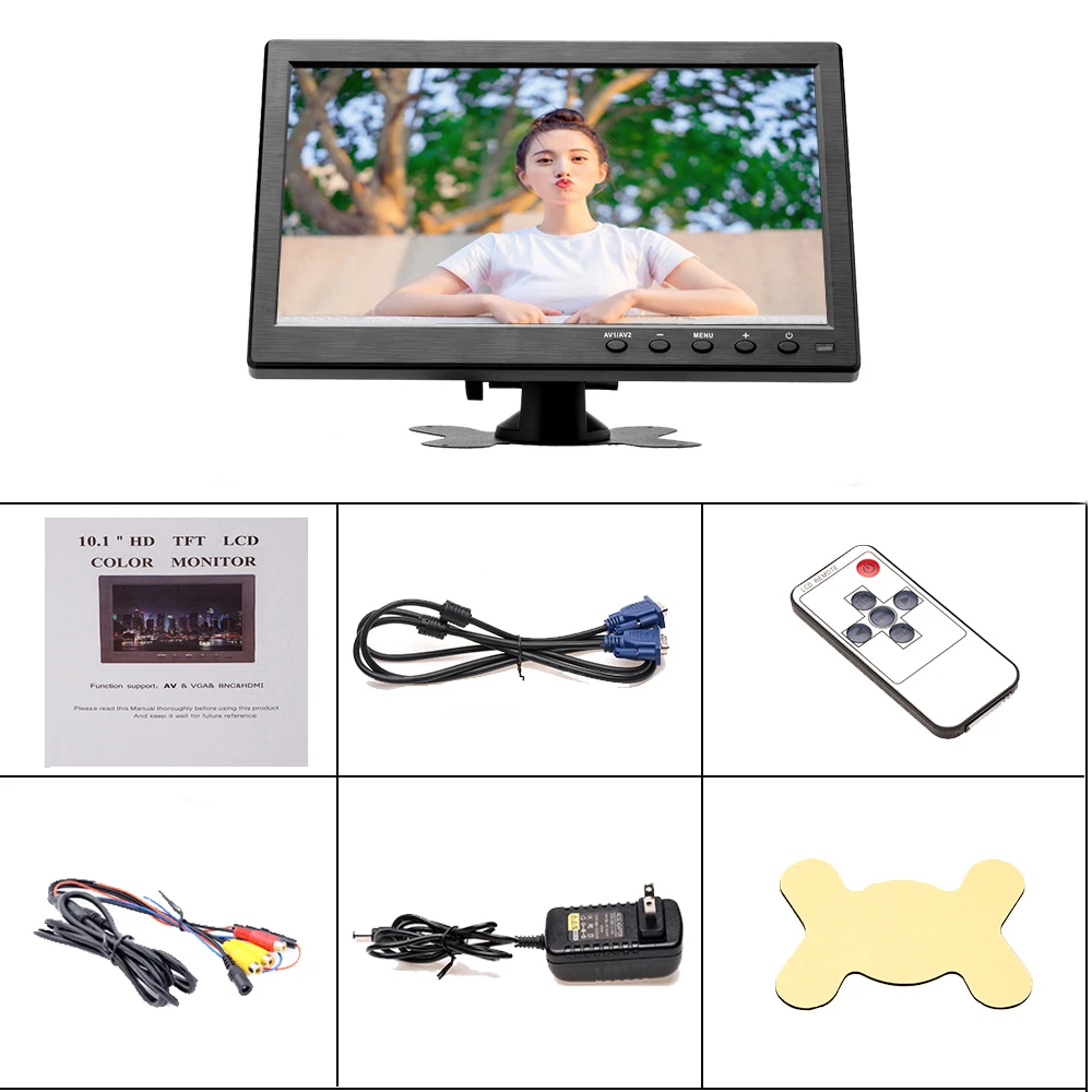 Podofo 10.1 인치 자동차 모니터, HDMI VGA 후면 카메라 모니터, TV 및 컴퓨터 디스플레이 LCD 컬러 스크린 및 홈 보안 시스템용