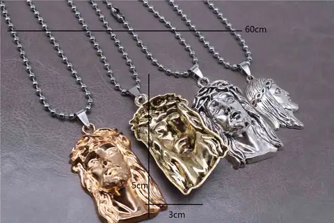 Classic Jesus tattoo head beaded necklace. Old Jesus Rose Necklace, New Black Jesus Cross Necklace.