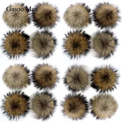 20pcs/ lot DIY 15cm Real Natural Black Raccoon Fur Pompoms for knitted beanies hat caps keychain and scarves fur pom Wholesale