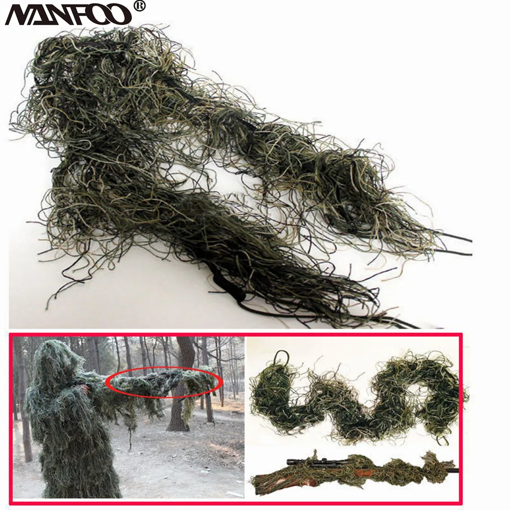 

3 Colors Available Camouflage Elastic Rifle Gun Wrap 3D Ghillie Rope Tactical Gun Wrap A Paintball Gun Wrap Hunting Accessories