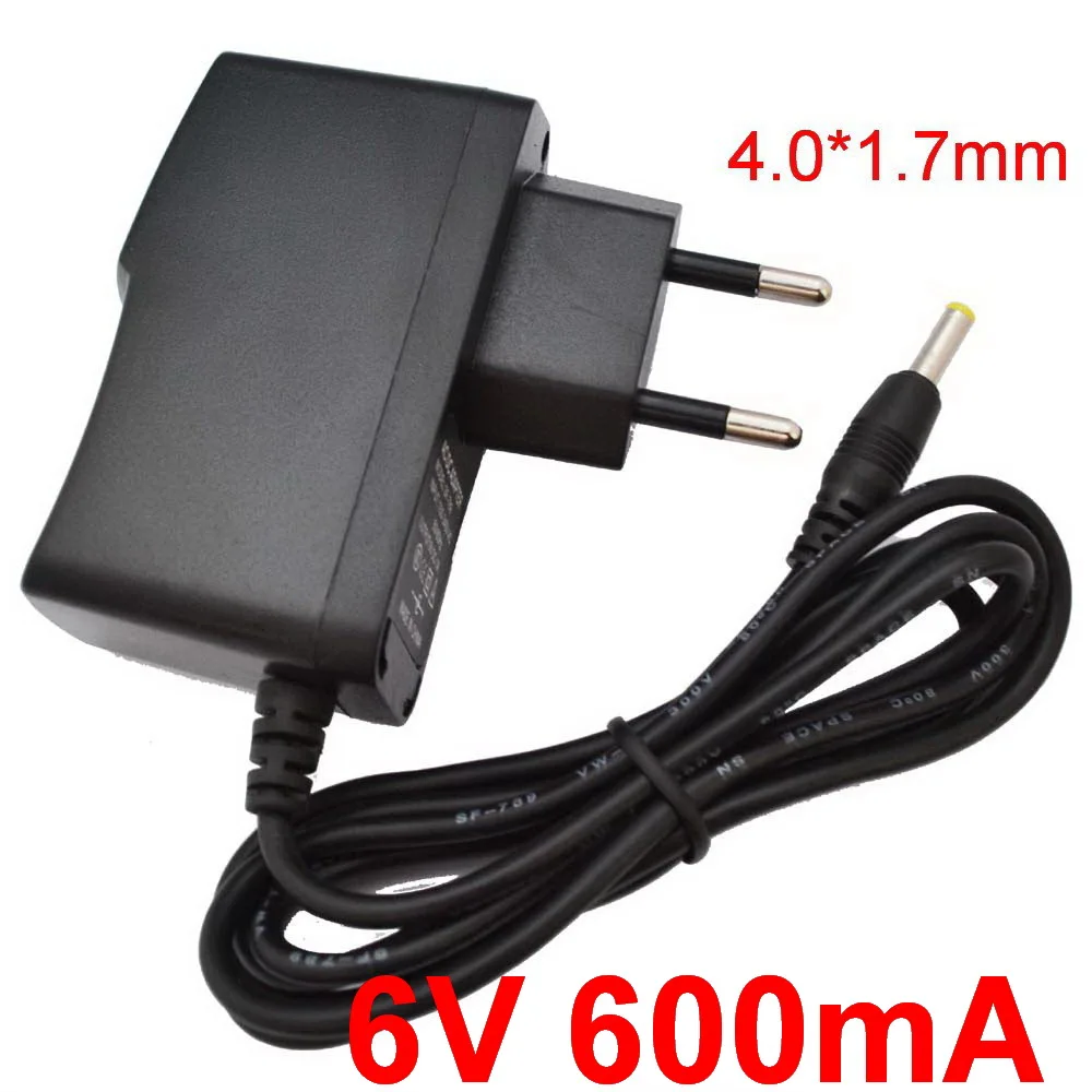 1PCS High quality DC 6V 600mA & 0.6A AC 100V-240V Converter Switching power adapter Supply EU Plug DC 4.0mm x 1.7mm