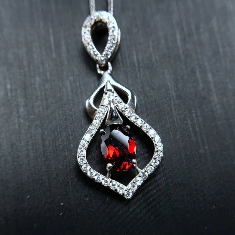 

Special promotion of Natural Garnet Necklace 925 silver cartoon style ladies special