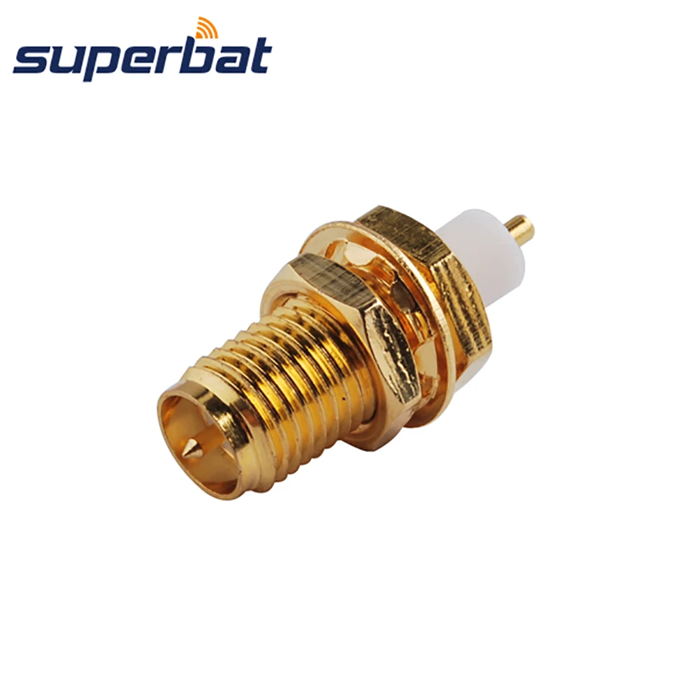 Superbat Reverse Polarity SMA Panel Mount Female Bulkhead with nut with Extended Dielectric&solder Post Terminal RF Connector