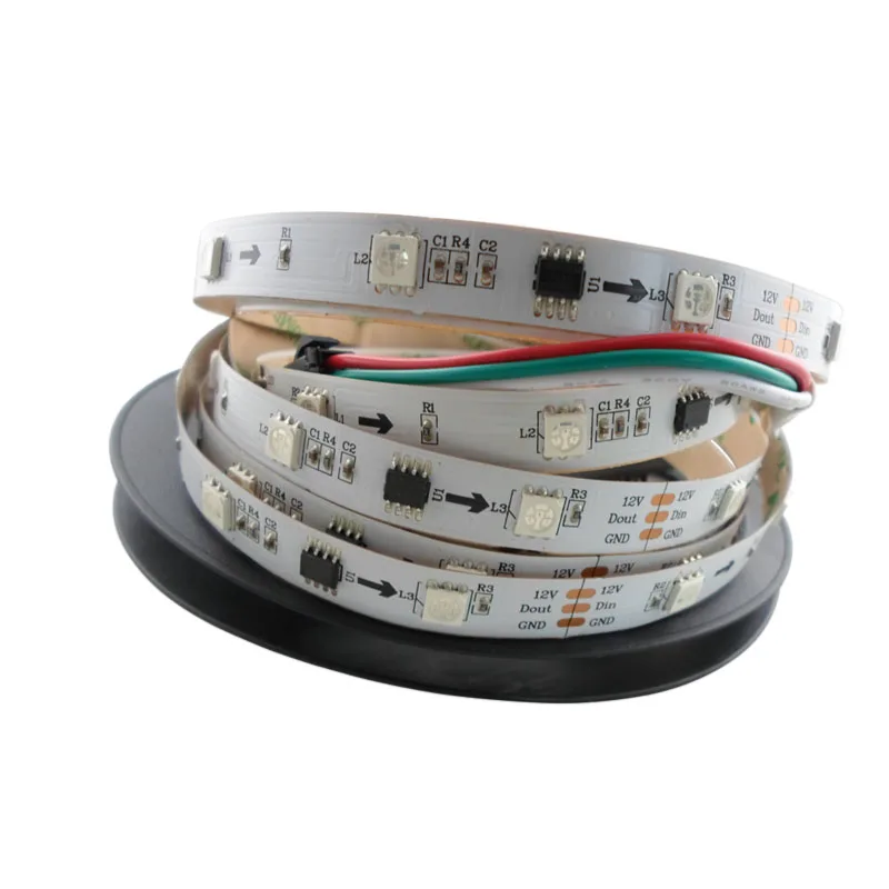 

5mX High quality WS2811 digital full color 5050SMD led strip DC12V 30leds/m 10IC/m white PCB