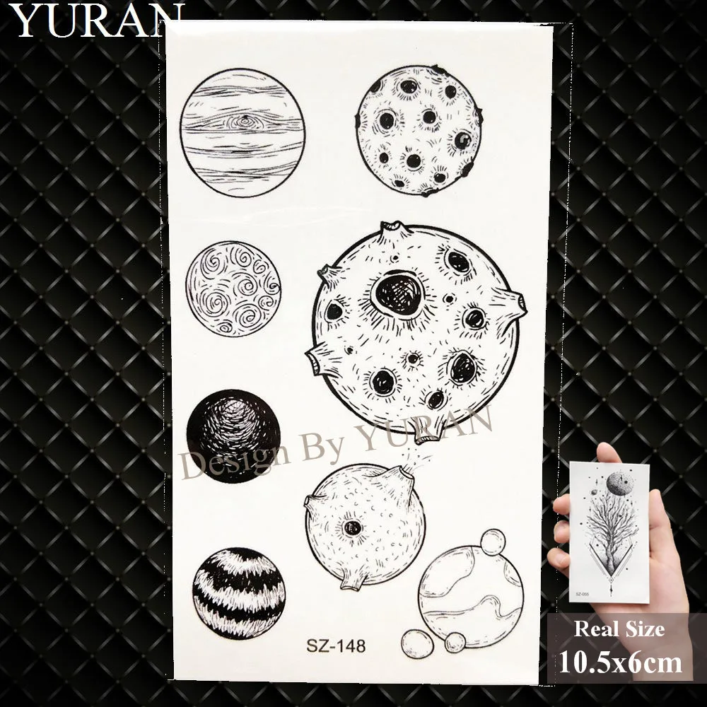 3D Children Stars Planets Temporary Tattoo Sticker Kids Arm Fake Black Tatoos Cartoon Dog Paw Planet Waterproof Cute Tattoo Xmas image 4