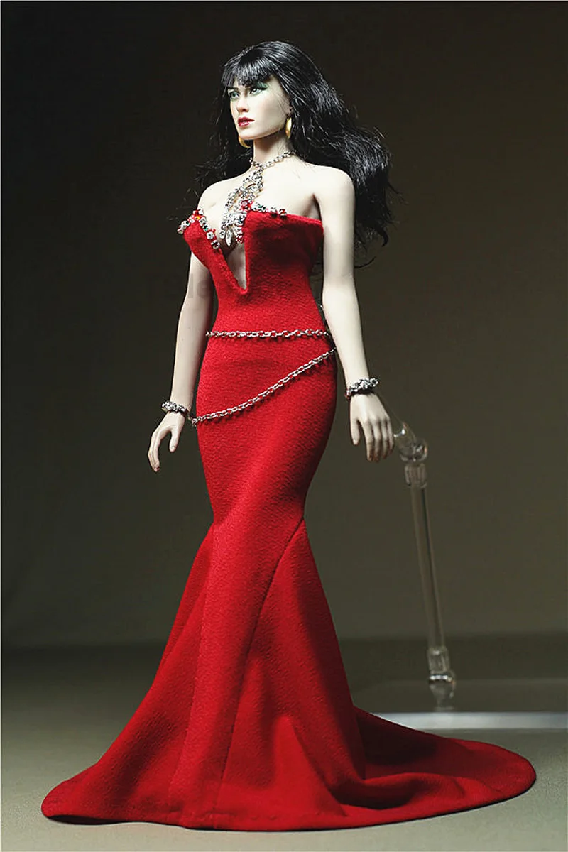 Nach Maß 1/6 Skala Red Metal Tailed Conjoined BH Rock Kleid für 12 Zoll Action Figure Phicen TBLeague Toys Ruby