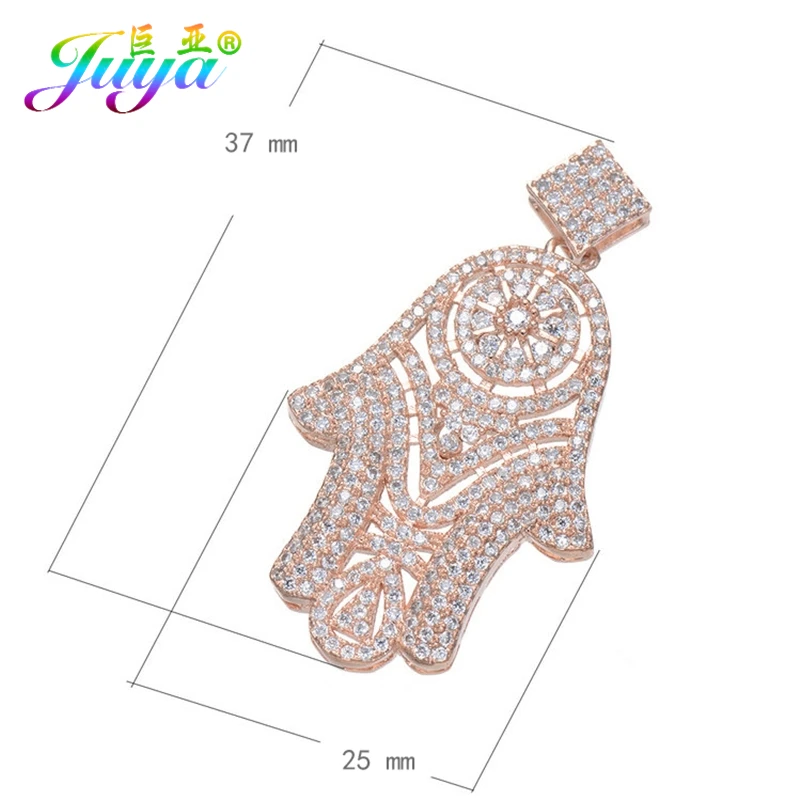 Turkish Jewelry Supplies Gold Hamsa Hand Fatima Charm Connector Accessories For Natural Stone Pearls Jewelry DIY Making