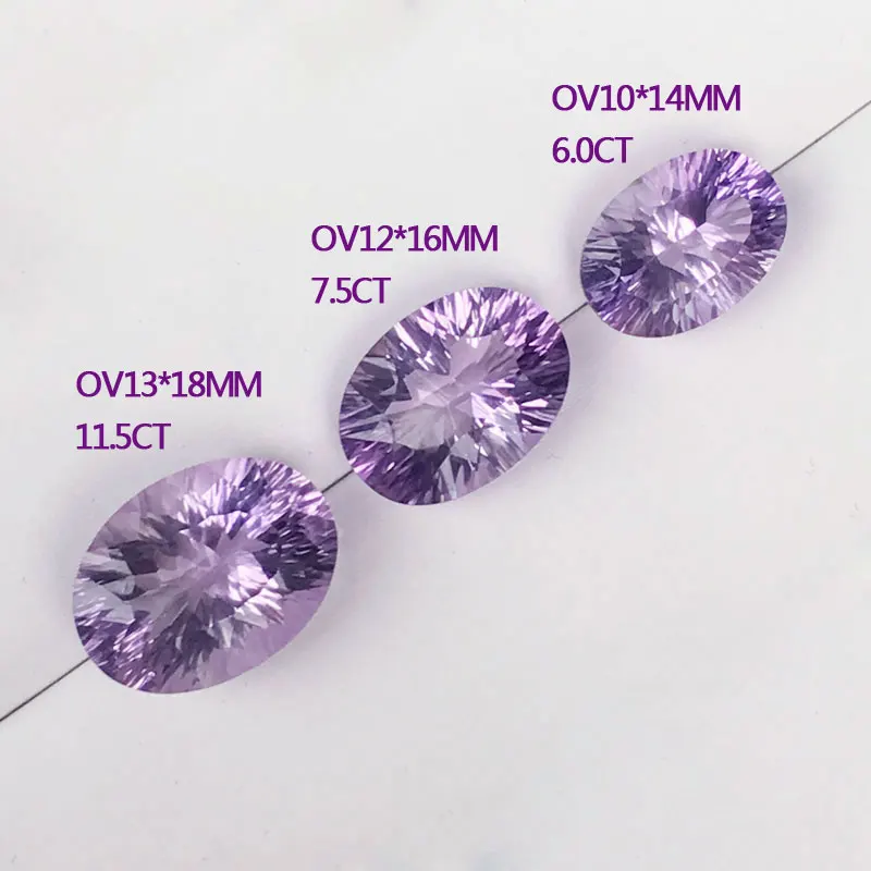 CSJ 100% natural amethyst oval concave cut loose gemstone concave cut for 925 silver or gold top fine jewelry mounting