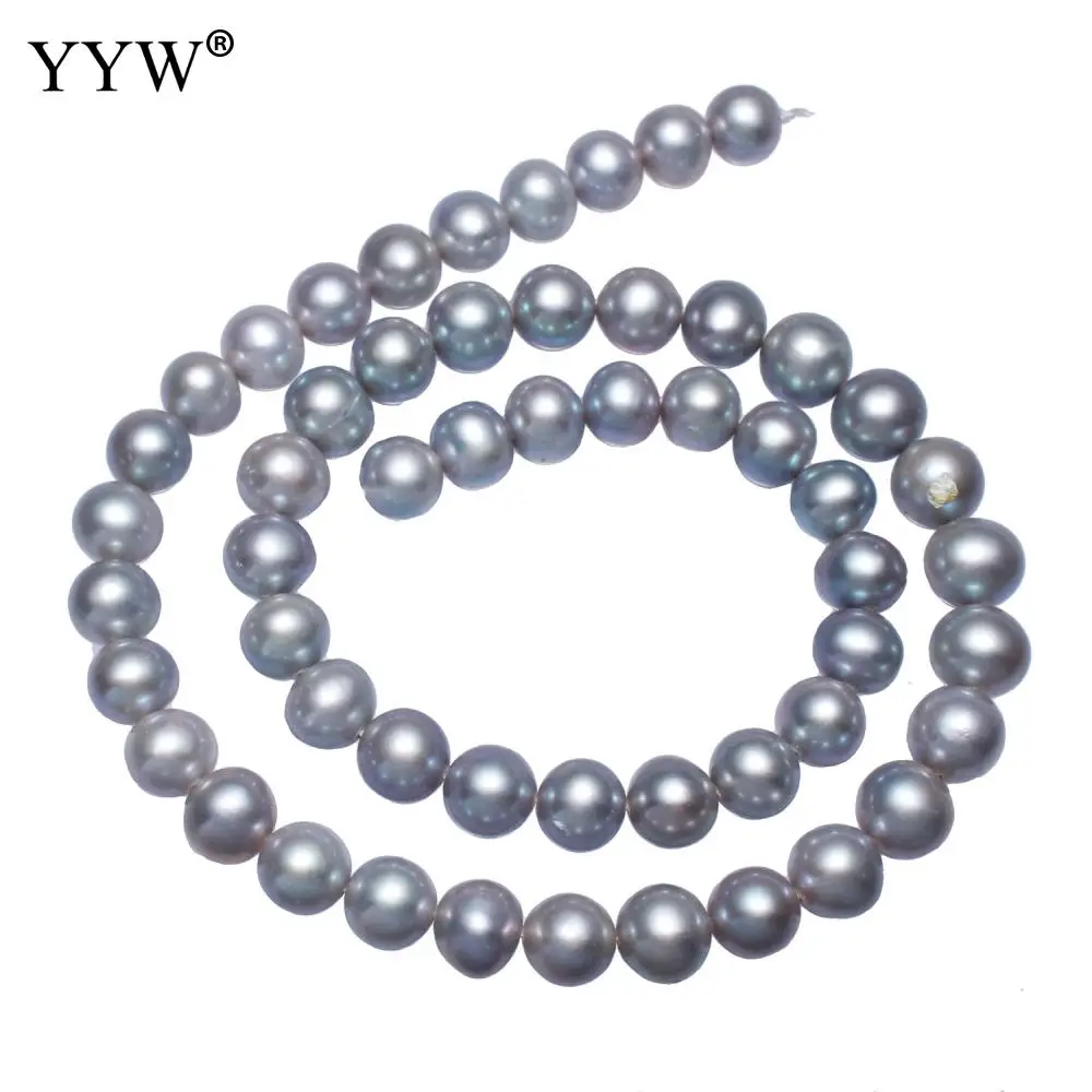 

YYW High Quality AAA Cultured Potato Freshwater Pearl Beads grey 8-9mm Approx 0.8mm Sold Per 15.7 Inch Strand