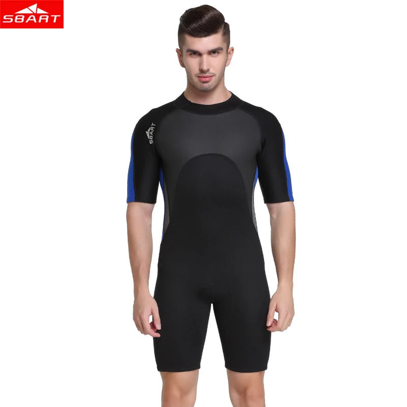 SBART Men 2mm Wetsuit neoprene Short sleeve Freediving spearfishing Diving suit snorkel swimsuit one-piece Suits surf  wetsuit