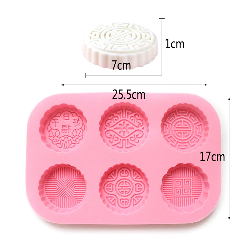 6 Holes Silicone Soap Mold Round Moon Cake Chocolate Candy Making Mould