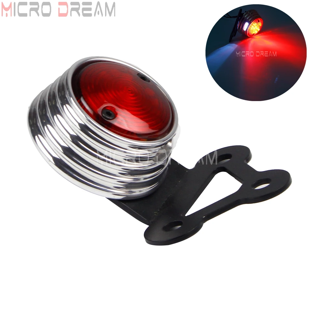 Motorcycle Brake Stop Tail Light Dual Element 12V LED Retro Taillight w/ Bracket for Harley Sportster Chopper Cafe Racer Custom