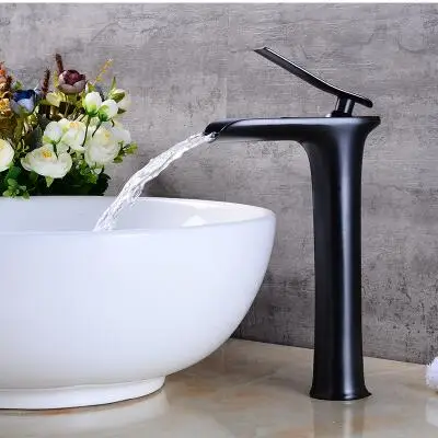 

Best quality wholesale and retail total brass material no lead ORB plating bathroom sink high basin waterfall faucet tap