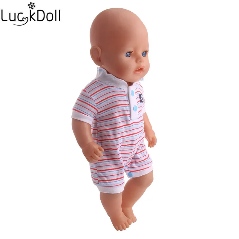 LUCKDOLL-Macacão Rosa para Boneca Americana, Roupas de Boneca, Acessórios, Brinquedos Meninas, Presente de Aniversário, 18in, 43cm