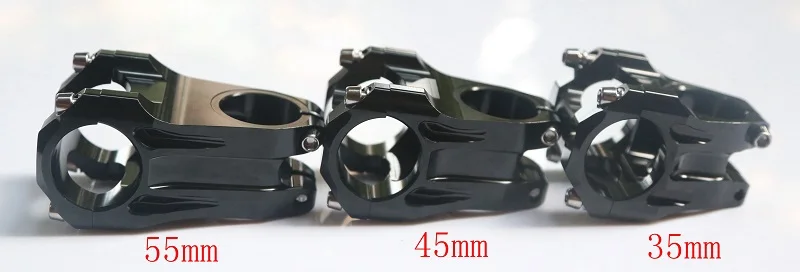 Black Stem for Mountain Bike, 0Degree, 31.8mm, Clamp Diameter 35mm, 45mm, 55mm