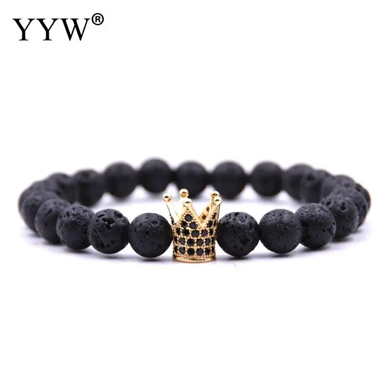 New Fashion 8mm Stone Beads Men Charm Bracelets Pave CZ Column Diy Bracelet For Men Women Jewelry Gift Pulseras Mujer Moda 2021