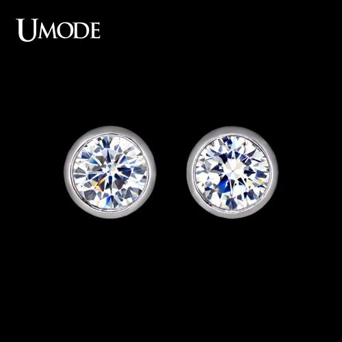 

UMODE Brand Design Popular 1 carat Simple Round AAA+ Cubic Zirconia Stud Earrings Elegant jewelry for women UE0092