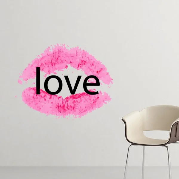 

Valentine's Day Light Pink Lip-Shaped-Based Love Image Pattern Removable Wall Sticker Decals Mural DIY Wallpaper for Room Decal